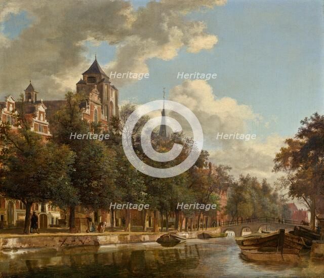 View Down a Dutch Canal, c. 1670. Creator: Jan van der Heyden.