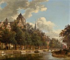 View Down a Dutch Canal, c. 1670. Creator: Jan van der Heyden