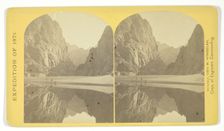 View down Black Cañon, from Mirror Bar. The walls repeated by reflection, 1871. Creator: Tim O'Sullivan