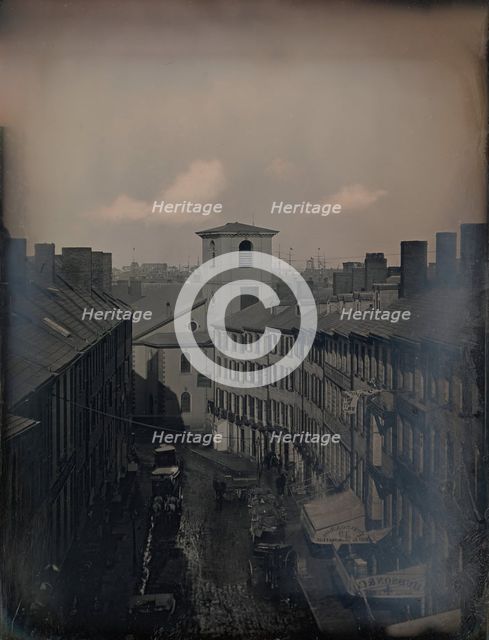 View Down Brattle Street from the Southworth & Hawes Studio at 5 1/2 Tremont Row, Boston, 1855. Creators: Josiah Johnson Hawes, Albert Sands Southworth.