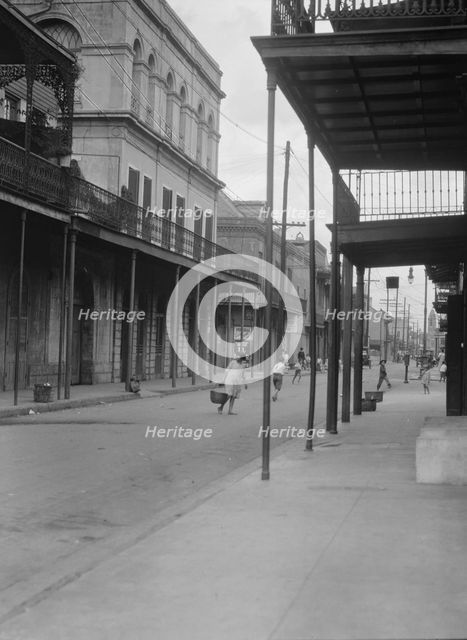 View down Royal Street to the "Haunted House" (Lalaurie House), New Orleans, between 1920 and 1926. Creator: Arnold Genthe.