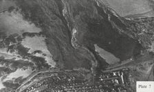 View down slope three hours after disaster, showing flow-slide with central mud-run, 21 October 1966 Creator: Unknown
