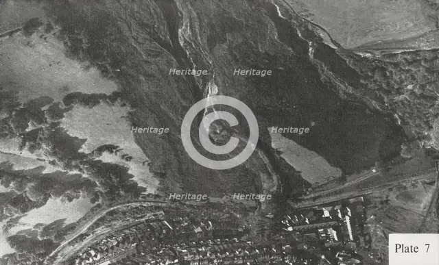View down slope three hours after disaster, showing flow-slide with central mud-run, 21 October 1966 Creator: Unknown.