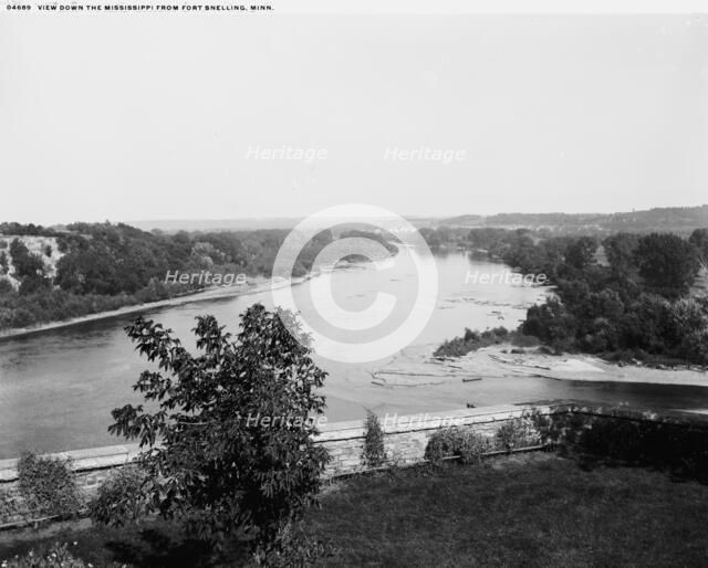 View down the Mississippi from Fort Snelling, Minn., between 1880 and 1899. Creator: Unknown.