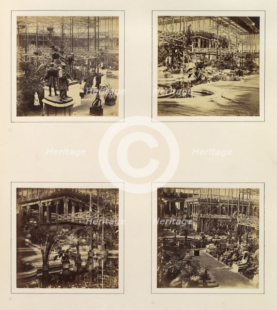 [View From Music Court to South Transept; View in Tropical Department; View of the Egy..., ca. 1859. Creator: Attributed to Philip Henry Delamotte.