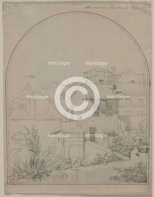 View from My Window in Rome (recto) Soldier in a Landscape (verso) , c. 1817. Creator: Carl Wilhelm Tischbein (German, 1797-1855).