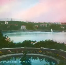 View from Oscarshall, Christiania, (Oslo), Norway, late 19th-early 20th century. Creator: Fradelle & Young
