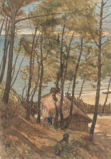 View from a hill on a house on the Gulf of Arcachon, 1876. Creator: August Allebe