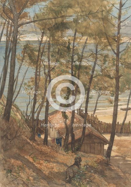 View from a hill on a house on the Gulf of Arcachon, 1876. Creator: August Allebe.