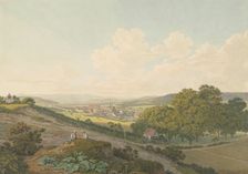View from a hilltop of the village of St. Jakob near Basel with its pointed church steeple, 1803. Creator: Marquand Fidel Dominikus Wocher