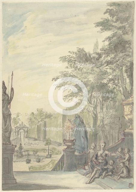 View from a terrace in an ornamental garden, 1705-1769. Creator: Daniel Marot.