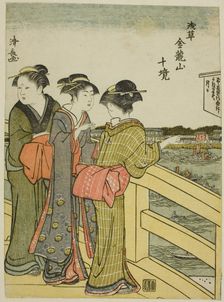 View from Azuma Bridge, from the series "Ten Precincts of Kinryuzan Temple in Asakusa..., c. 1783. Creator: Torii Kiyonaga