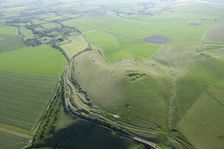 View from Adam's Grave long barrow on Walkers Hill to Alton Barnes, Wiltshire, 2015. Creator: Historic England