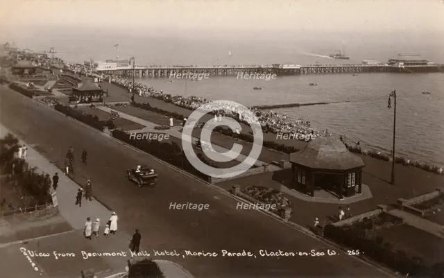 'View from Beaumont Hall Hotel, Marine Parade, Clacton-on-Sea', c1925. Artist: Unknown.