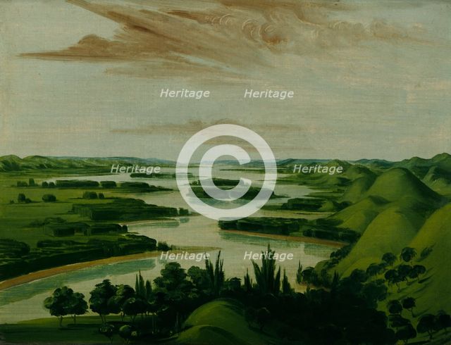 View from Floyd's Grave, 1300 Miles above St. Louis, 1832. Creator: George Catlin.