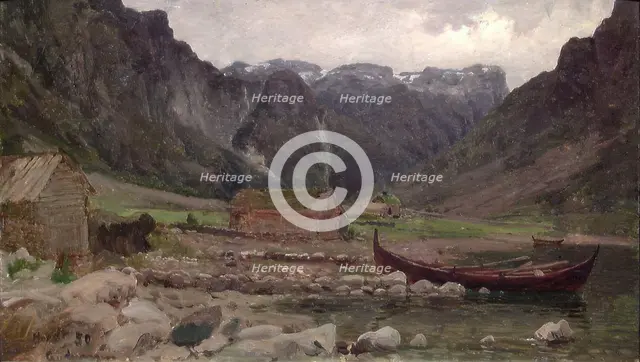View from Gudvangen, 1850. Creator: Gustav Adolph Mordt.