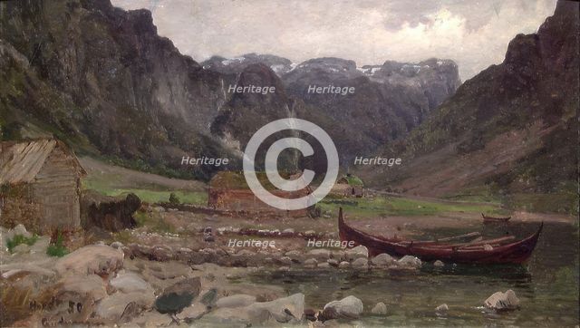View from Gudvangen, 1850. Creator: Gustav Adolph Mordt.