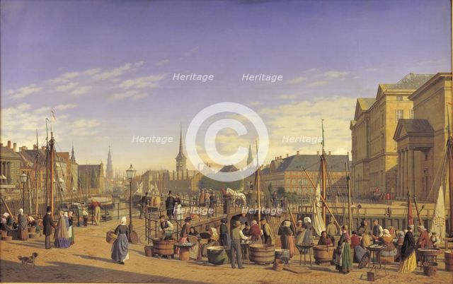 View from Gammel Strand towards Christiansborg, 1868. Creator: Heinrich Hansen.