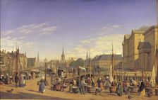 View from Gammel Strand towards Christiansborg, 1868. Creator: Heinrich Hansen