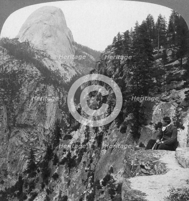 View from Glacier Canyon to Half Dome, Yosemite Valley, California, USA, 1902. Artist: Underwood & Underwood