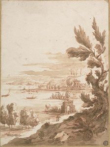 View from Hill Overlooking a Harbor, n.d. Creator: Jan Frans van Bloemen