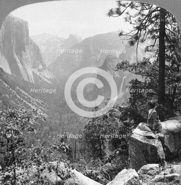 View from Inspiration Point through Yosemite Valley, California, USA, 1902.  Artist: Underwood & Underwood