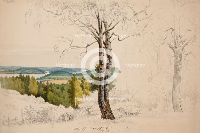 View from Jaakkima Parsonage over the Lake Laatokka; unfinished, 1860. Creator: Magnus von Wright.