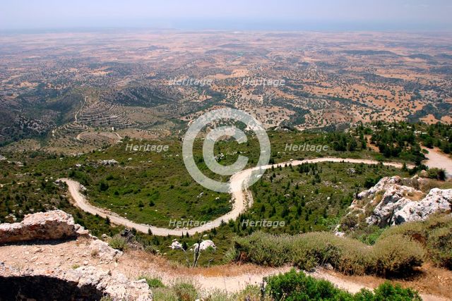 View from Kantara Castle, North Cyprus. Creator: Peter Thompson.