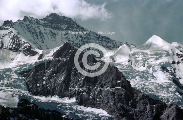 View from Kleine Scheidegg to the to the Jungfrau and Silberhorn. Artist: Unknown