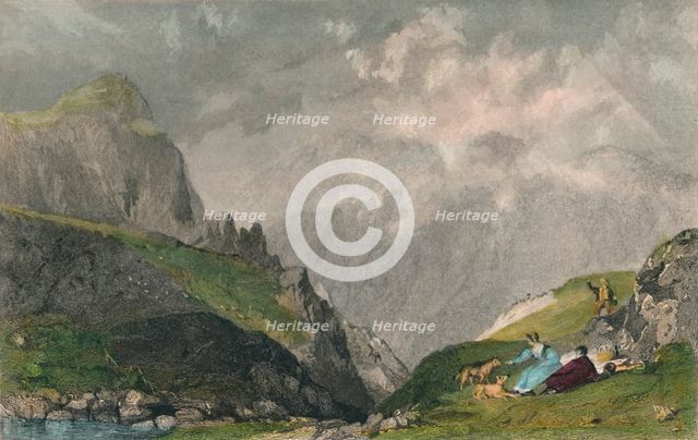 'View from Langdale Pikes, Looking Towards Bowfell, Westmorland', 1835. Artist: William Kelsall.