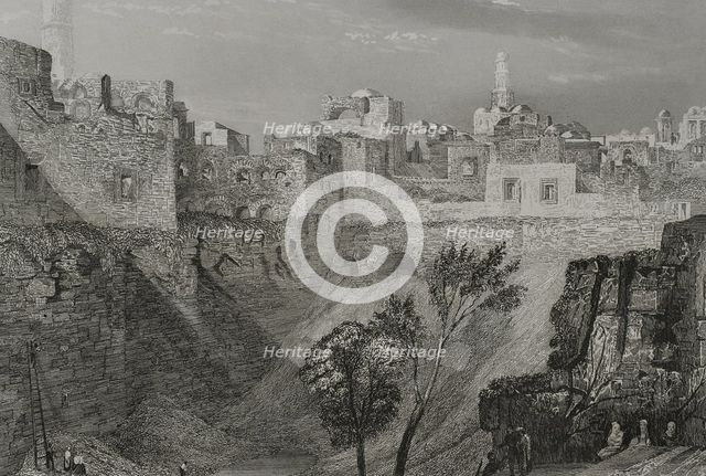 View from St Stephen's Gate, traditionally known as the Pool of Bethesda, Jerusalem. 1840. Creator: Émile Rouargue.