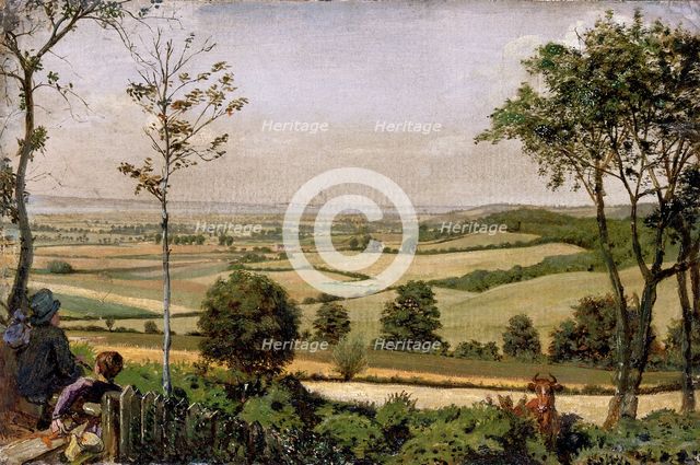 'View from Shorn Ridgway, Kent', 1849 & 1873. Creator: Ford Madox Brown.