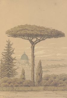 View from the Villa Melin near Rome, 1853. Creator: Monogrammist FWL