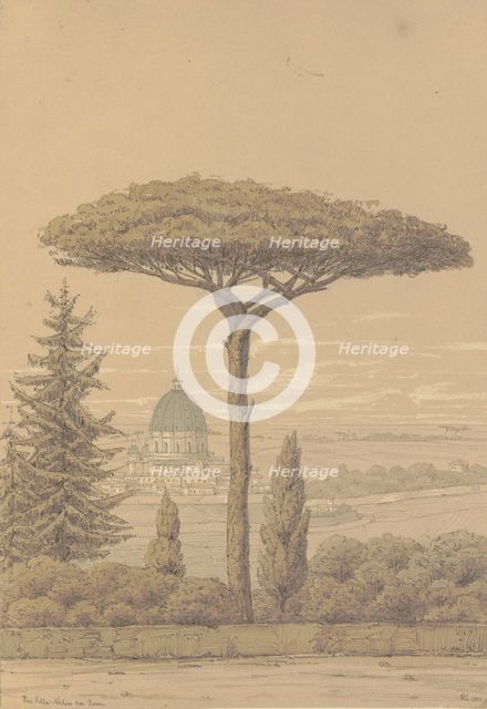 View from the Villa Melin near Rome, 1853. Creator: Monogrammist FWL.