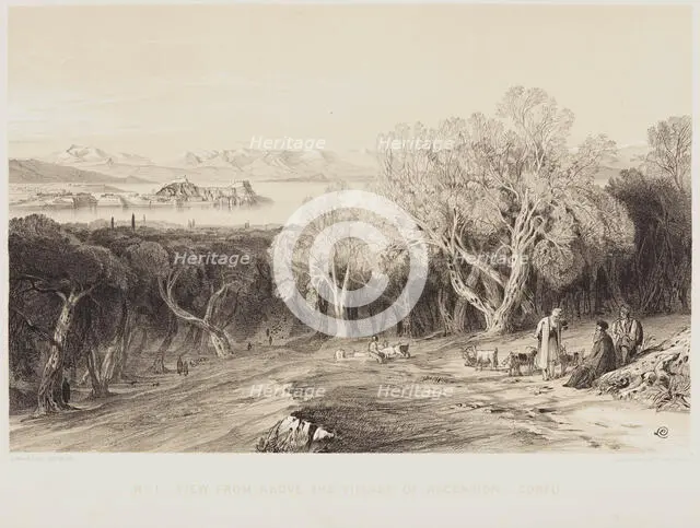 View from the Village of Ascension, Corfu, 1863. Creator: Edward Lear.