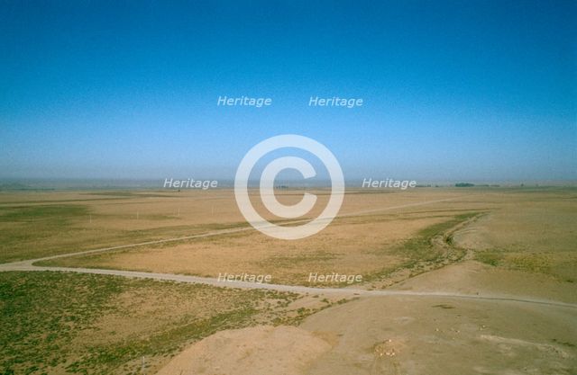 View from the Ziggurat at Calah (Nimrud), Iraq, 1977. Creator: Vivienne Sharp.