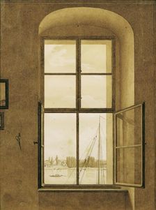 View from the artist's studio (right window), around 1805/1806. Creator: Caspar David Friedrich