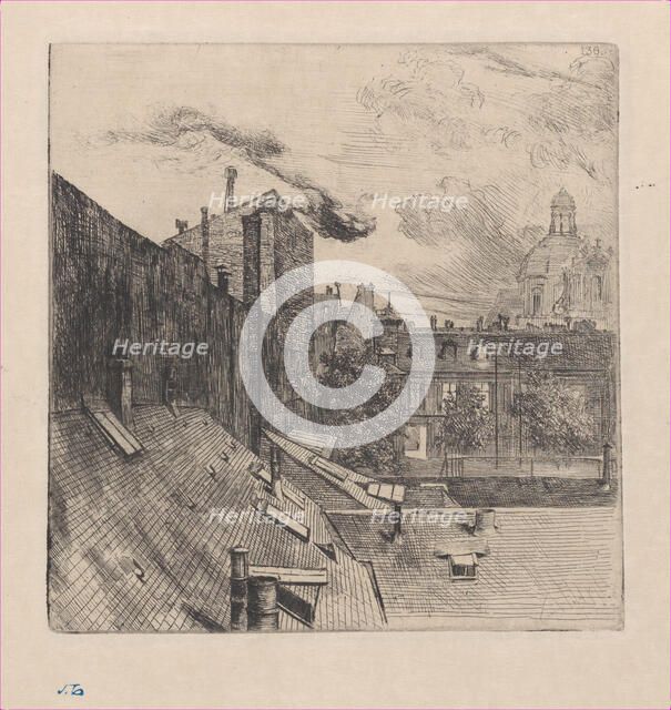 View from the Artist's Window, rue Culture-Sainte-Catherine, ca. 1865. Creator: Jules-Ferdinand Jacquemart.