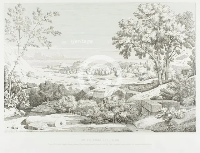 View from the Banks of the Illisós: Mountains of the Argolid, Temple of Olympic Jupiter, t..., 1846. Creator: Theodore Caruelle d'Aligny.