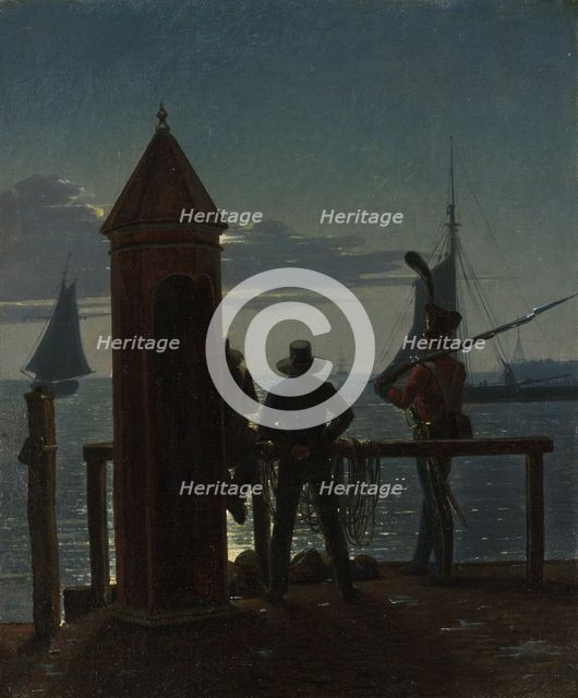 View from the Citadel Ramparts in Copenhagen by Moonlight, 1839. Creator: Martinus Rørbye.