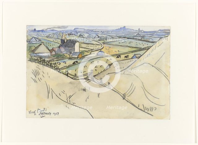 View from the dunes on Koog on Texel, 1917. Creator: Jan Toorop.