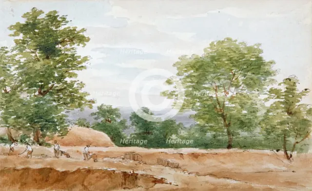 View from the excavations of Highgate Tunnel, London, 1812. Artist: George Arnald