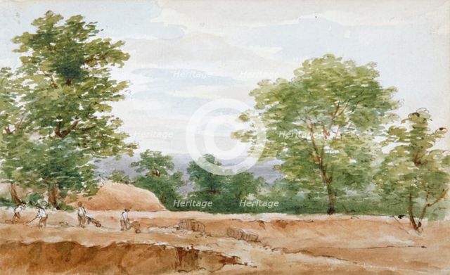 View from the excavations of Highgate Tunnel, London, 1812. Artist: George Arnald