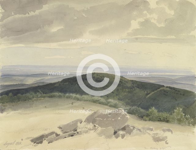 View from the Großer Feldberg to the Kleiner Feldberg, 1843. Creator: Carl Theodor Reiffenstein.