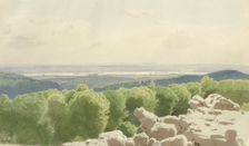 View from the Grauer Stein across the Rheingau region, 1863. Creator: Carl Theodor Reiffenstein