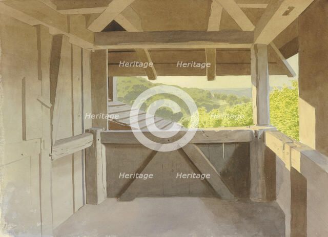 View from the hunting stand at Wasenmerk near Braunfels over the surrounding wooded landscape, 1860. Creator: Carl Theodor Reiffenstein.