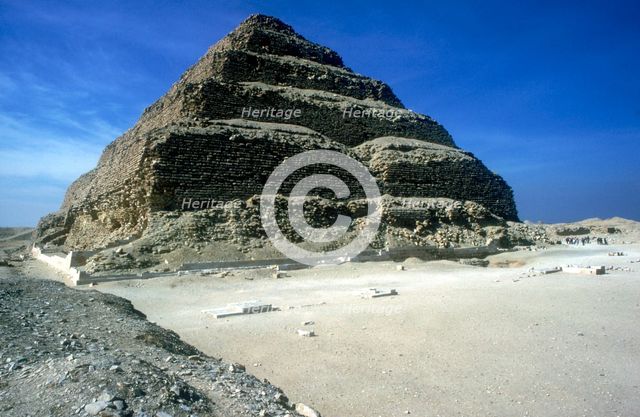 View from the left of Step Pyramid of King Djoser (Zozer), Saqqara, Egypt, 3rd Dynasty, c2600 BC. Artist: Imhotep
