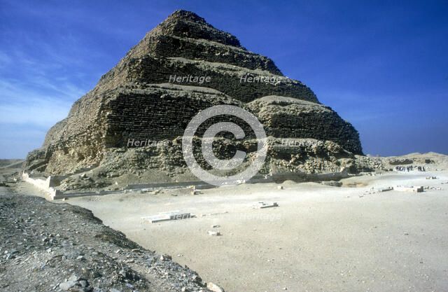 View from the left of Step Pyramid of King Djoser (Zozer), Saqqara, Egypt, 3rd Dynasty, c2600 BC. Artist: Imhotep