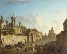 View from the Lubyanka Square to the Vladimir Gate in Moscow, Russia, 1800s. Artist: Fyodor Yakovlevich Alexeev