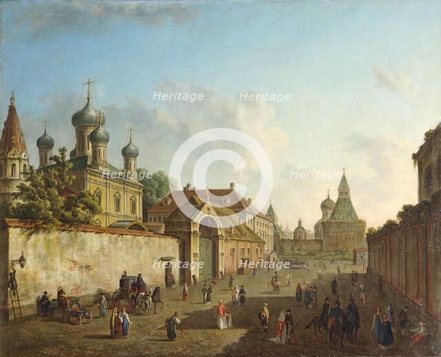 View from the Lubyanka Square to the Vladimir Gate in Moscow, Russia, 1800s.  Artist: Fyodor Yakovlevich Alexeev